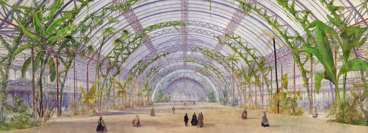室内设计的水晶宫殿在Parc de Saint-Cloud，c.1860-62（蜡笔，铅笔和纸上的卫生间） 作者 欧文·琼斯（Owen Jones）