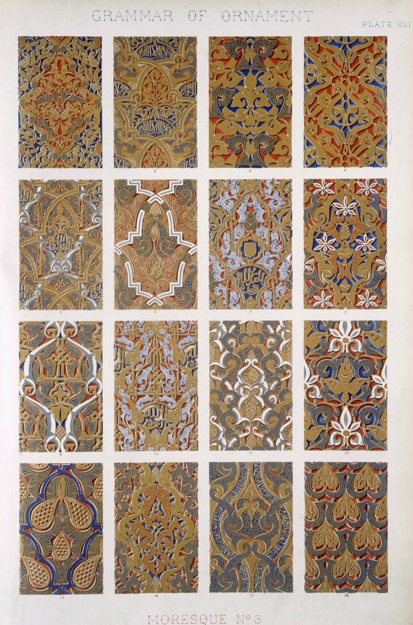 Moresque No 3，Plate XLI，来自Owen Jones的“The Grammar of Ornament”（1809-68） 作者 欧文·琼斯（Owen Jones）