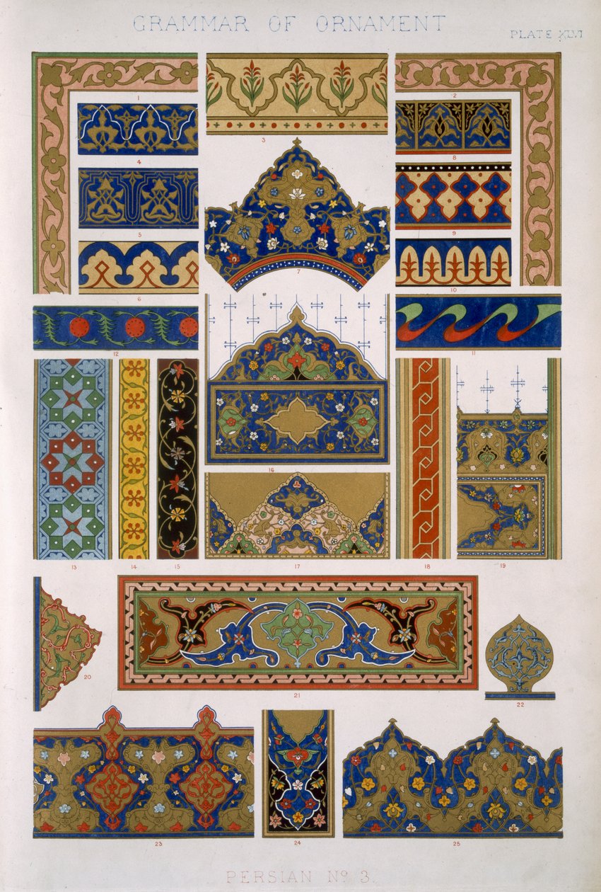 波斯3号，板式XLVI，来自欧文琼斯的“装饰语法”（1809-68） 作者 欧文·琼斯（Owen Jones）