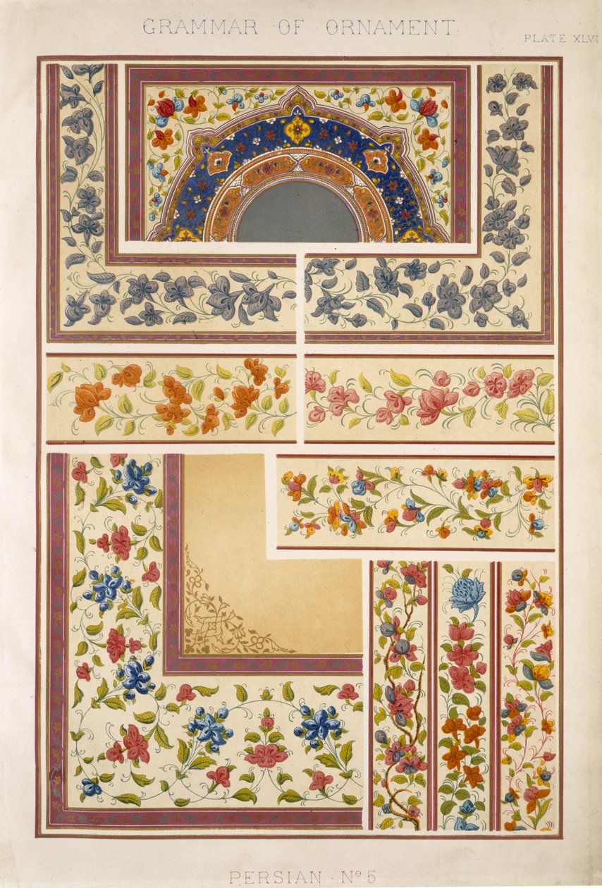 波斯5号，板材XLVII，来自Owen Jones的“The Grammar of Ornament”（1809-68） 作者 欧文·琼斯（Owen Jones）