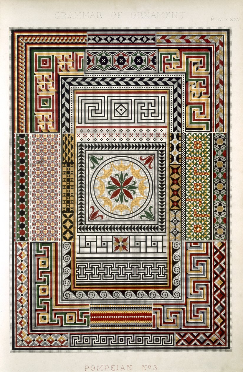 Pompeian No 3，Plate XXV，来自Owen Jones的“The Grammar of Ornament”（1809-74） 作者 欧文·琼斯（Owen Jones）