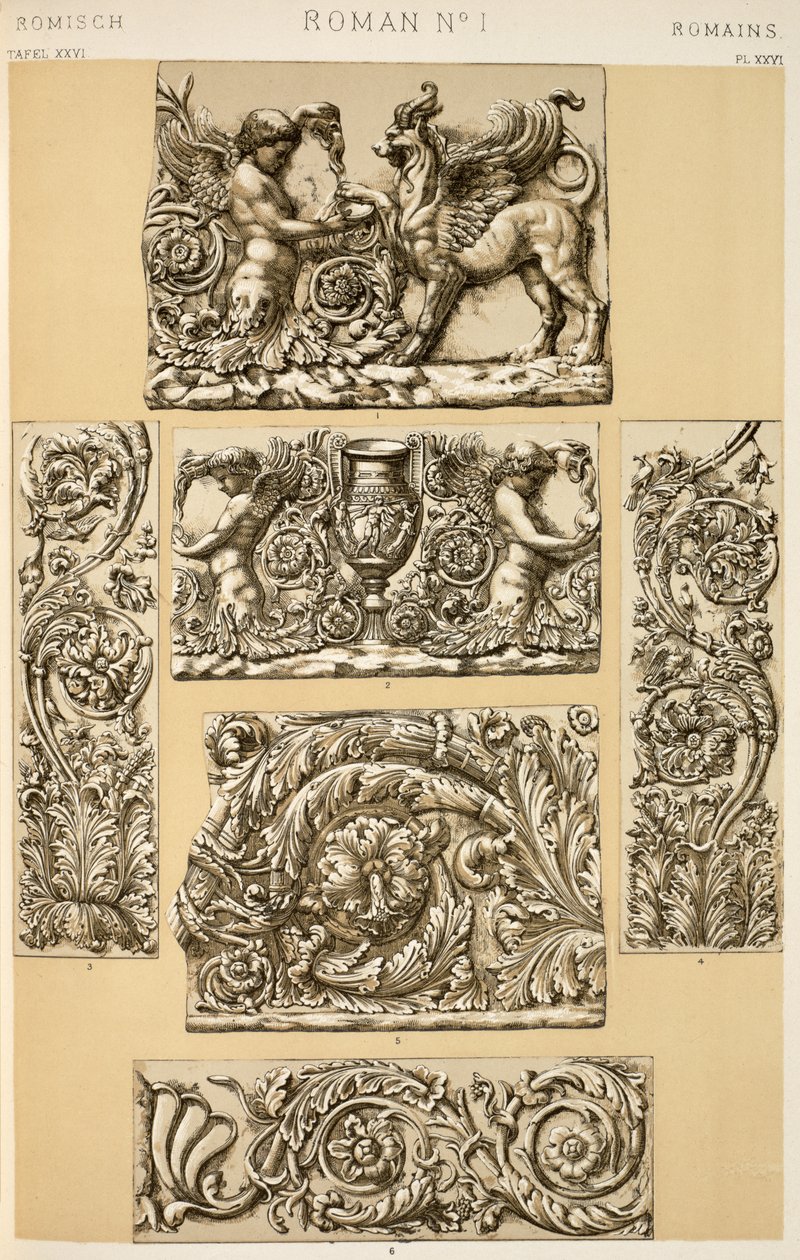 来自Ch VI的罗马装饰，来自“装饰语法”的板XXVI，1868年 作者 欧文·琼斯（Owen Jones）