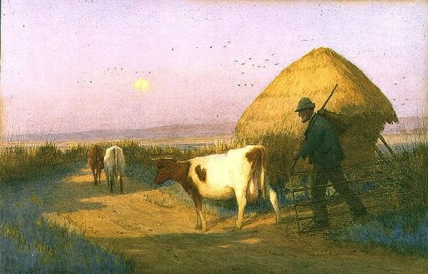 归途中的德罗弗（水彩）（A Drover homeward Bound）。 作者 欧文·巴克斯特·摩根（Owen Baxter Morgan）