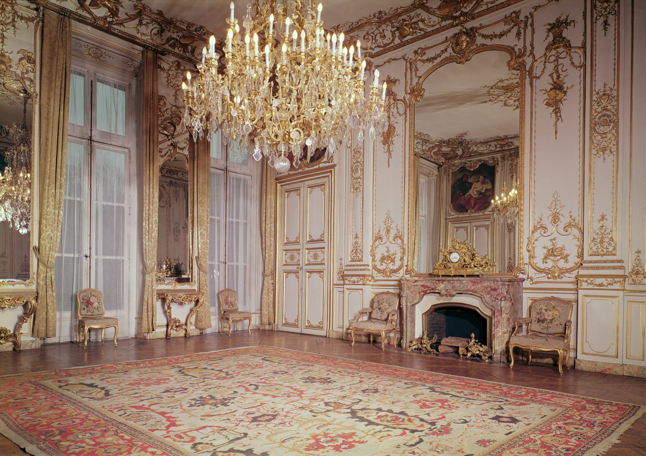 盛大沙龙的内部的看法在底层上的，c.1722-33 作者 JB Lassurance的P.和Leroux