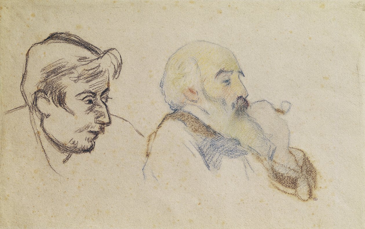 高更的毕沙罗和毕沙罗的高更肖像（彩色粉笔） 作者 P. and Pissarro，C.高更