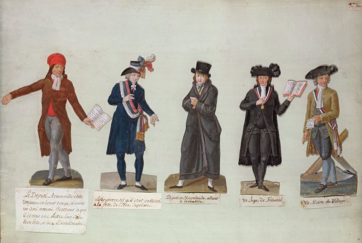 Armonville代表，Robespierre和官员组成了法国大革命时期（水粉画） 作者 PA和JB读者