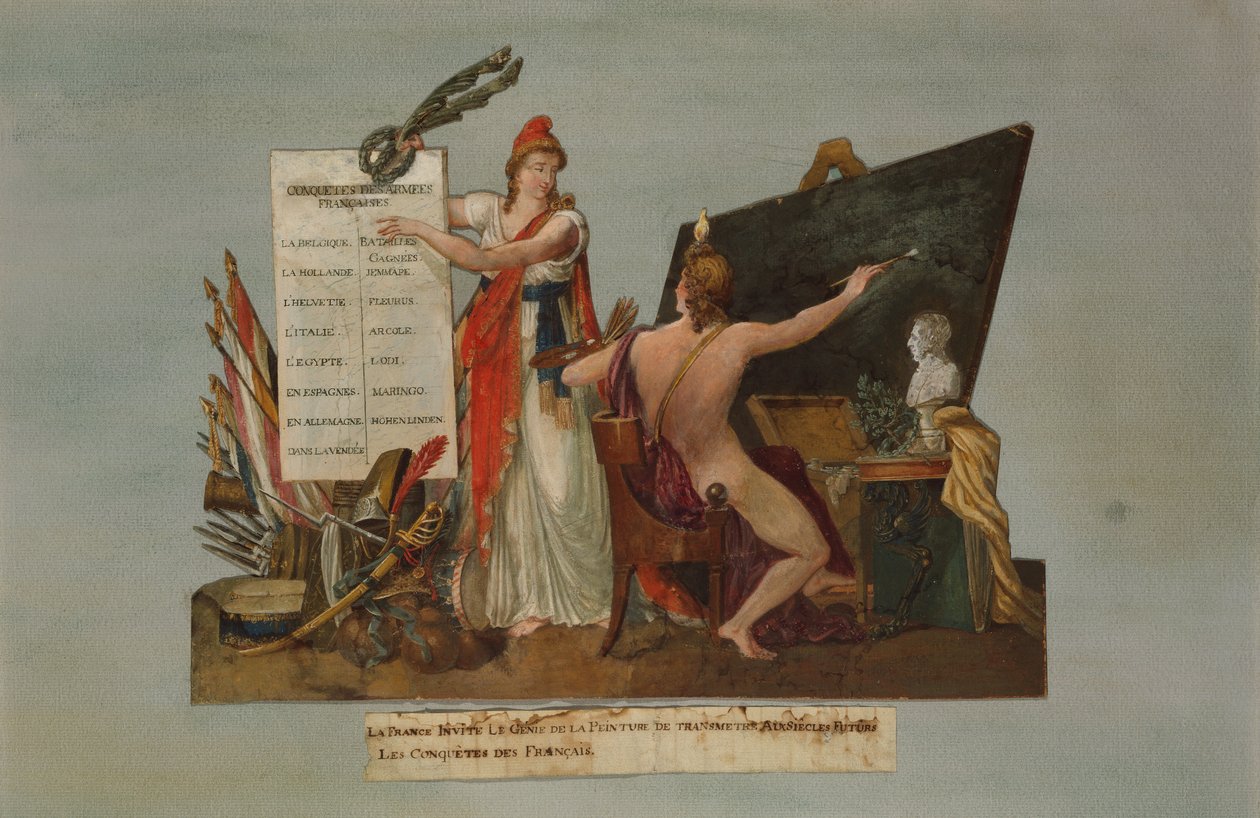 法国邀请绘画天才向后代传递法国征服的故事和她军队的胜利，c.1800（水粉画） 作者 PA和JB读者