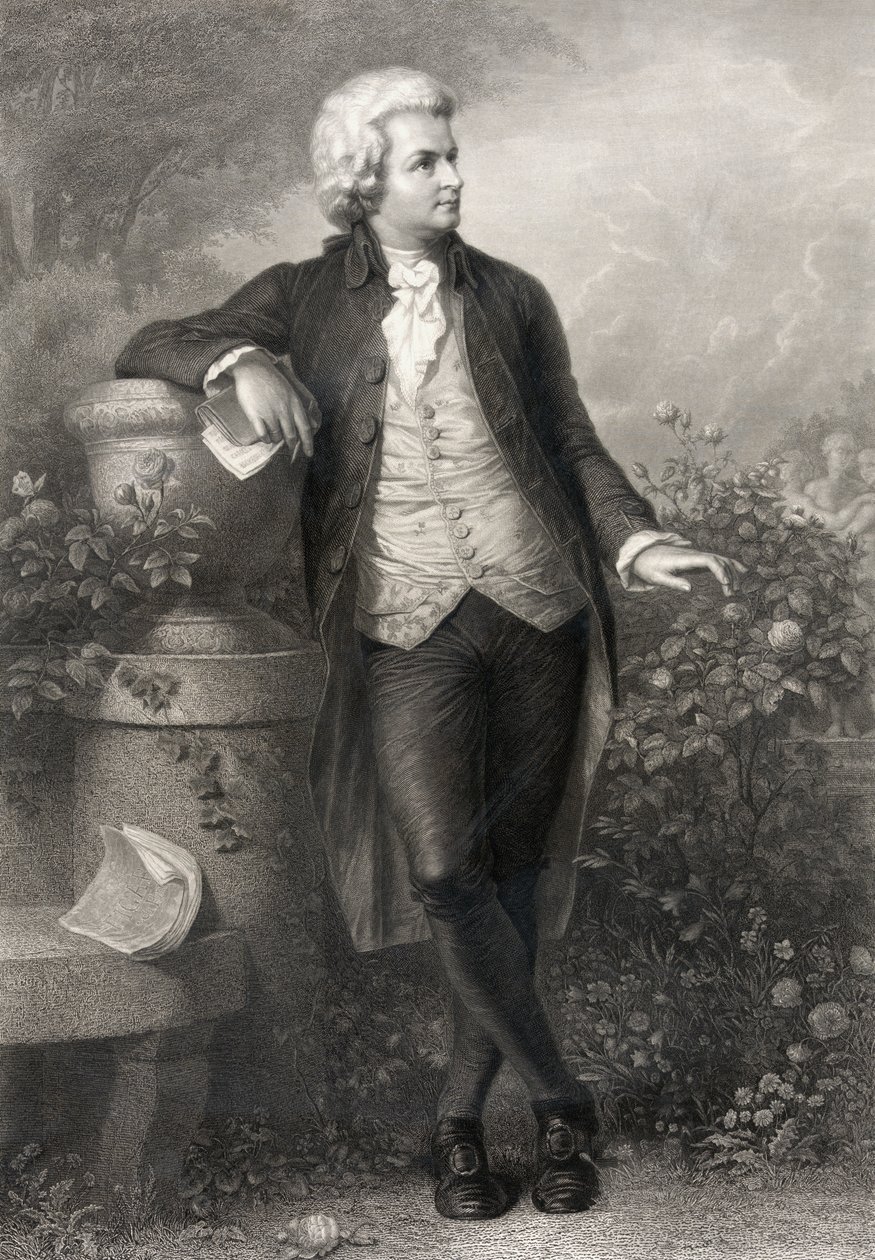 Wolfgang Amadeus Mozart，由Paul Barfus（1823-95）镌刻 作者 P·施沃勒