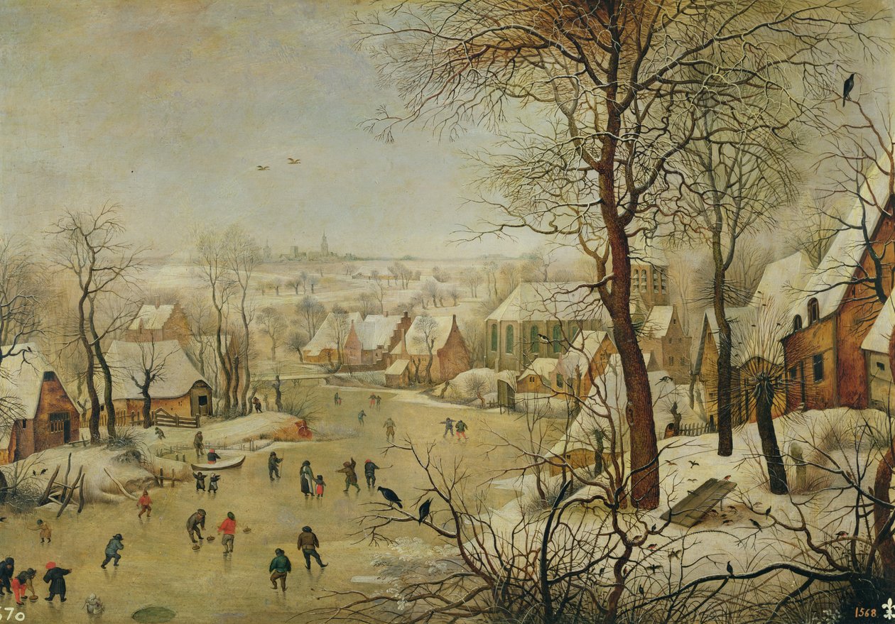 与鸟陷井的冬天风景 作者 彼得·布鲁格（Pieter Brueghel）
