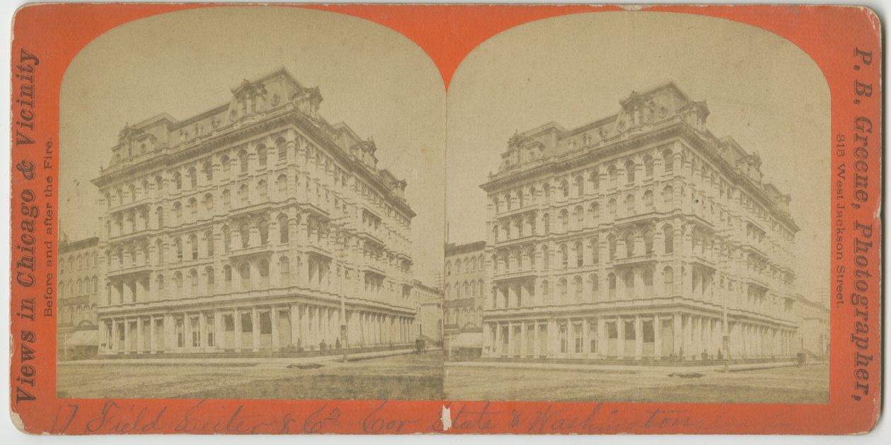 Field，Leiter＆Company商店位于芝加哥州和华盛顿街道的拐角处，c.1869 作者 PB格林
