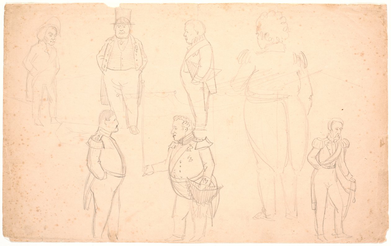 A.S. Ørsted、弗雷德里克七世、克里斯蒂安八世和弗雷德里克六世的漫画。 作者 PC Skovgaard