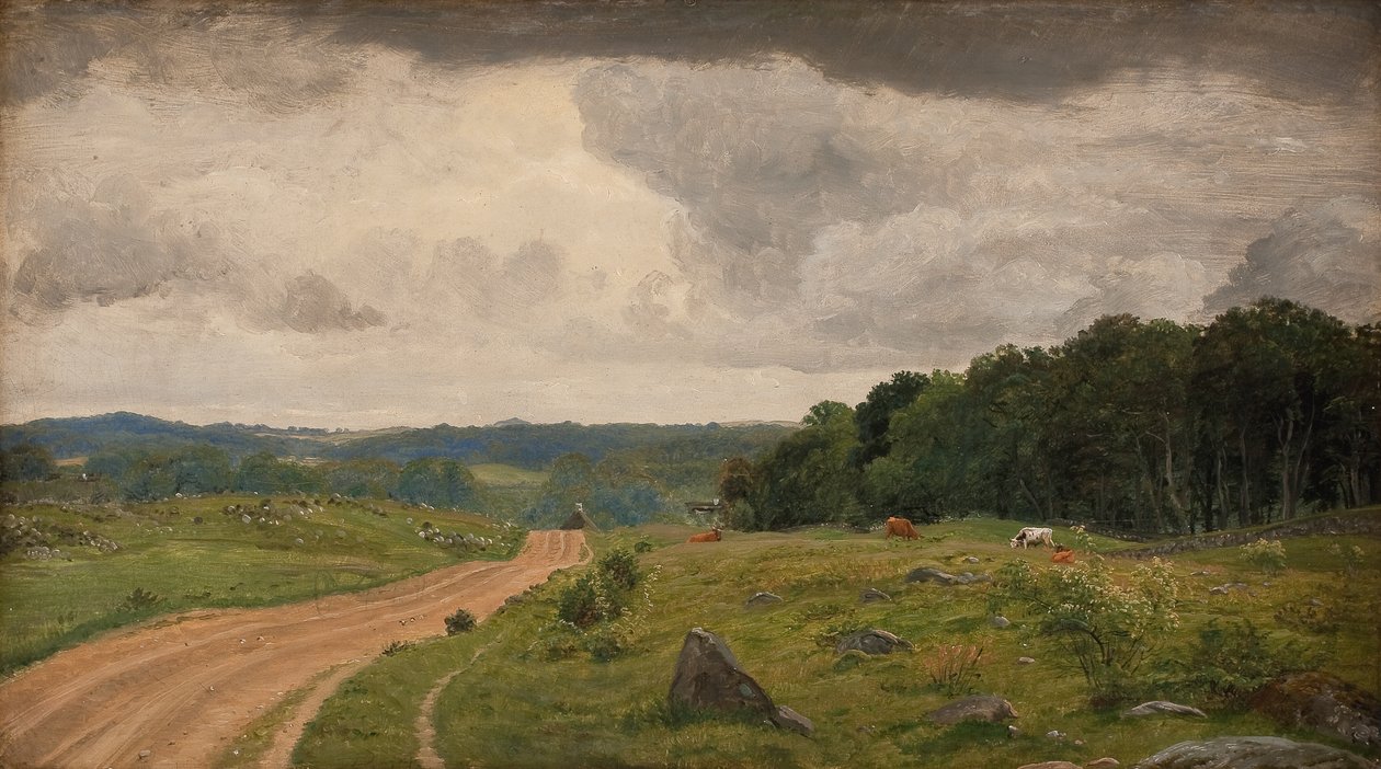海岛 Kongens Møller 的风景。午后光线 作者 PC Skovgaard