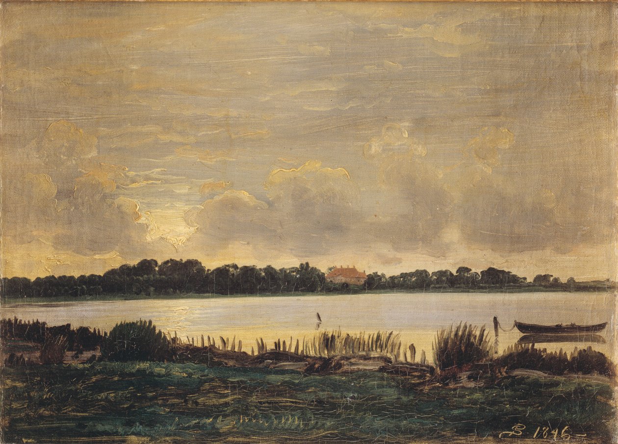 眺望普拉斯托峡湾（Præstø Fiord），朝向尼索庄园 作者 PC Skovgaard