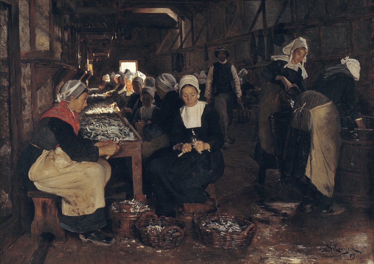 康卡尔诺沙丁鱼腌制和包装厂 作者 Peder Severin Krøyer