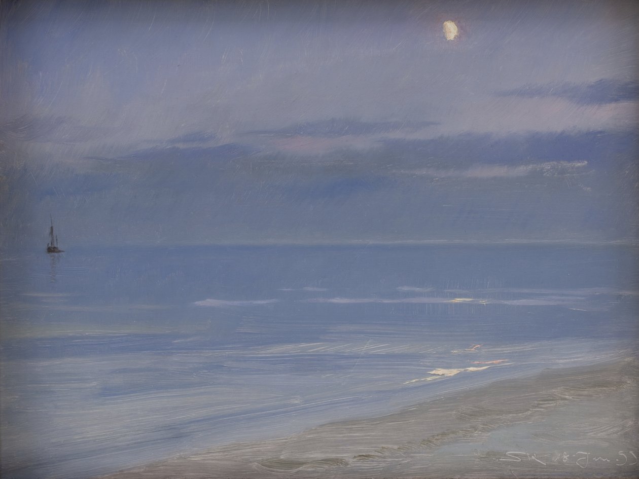 月光下的斯卡根海滩 作者 Peder Severin Krøyer