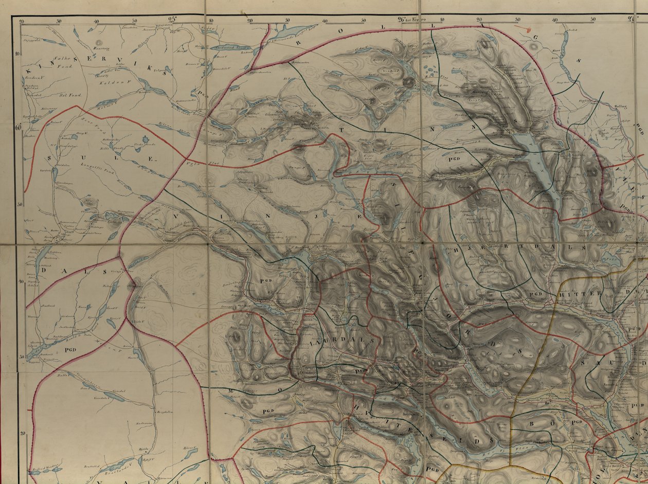 地图来自国家图书馆的地图收藏。该地图发表于《Handdrawn》（1846年后），显示了Telemark 作者 PA蒙克