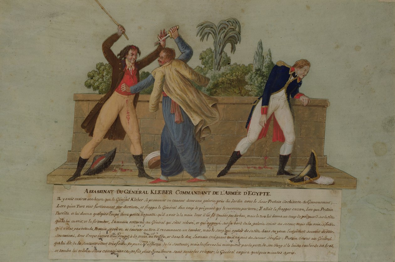 1800年6月14日，一名狂热者对克莱伯将军的暗杀（水粉画） 作者 PA和JB读者