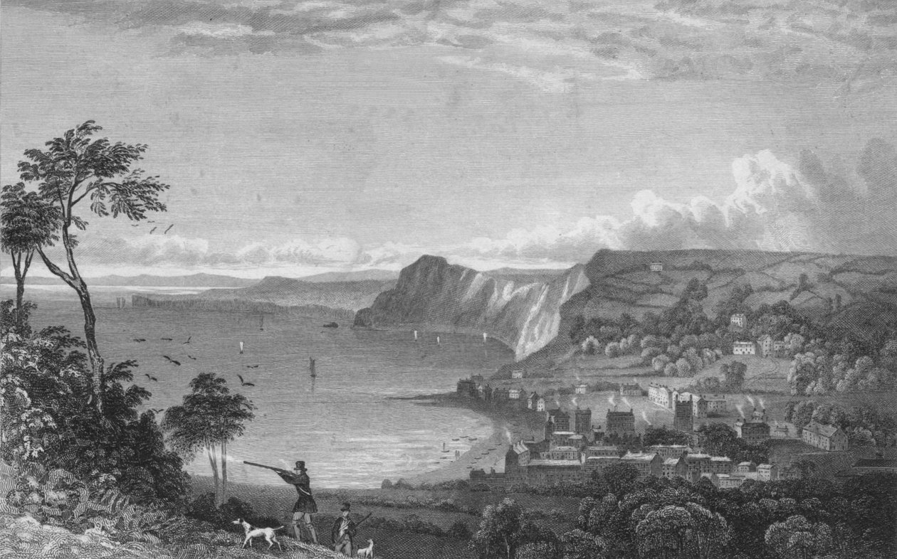 西德茅斯（Sidmouth），发自悬崖，朝西顿（Seaton），1832年。 作者 希思