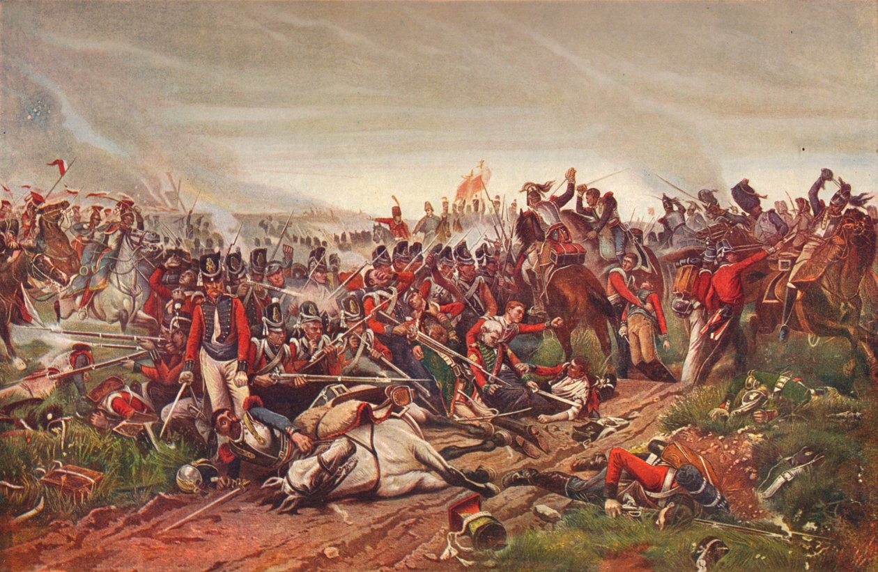 滑铁卢战役中法国骑兵向英国步兵方阵发起冲锋，1815年 1906年 作者 杰泽特