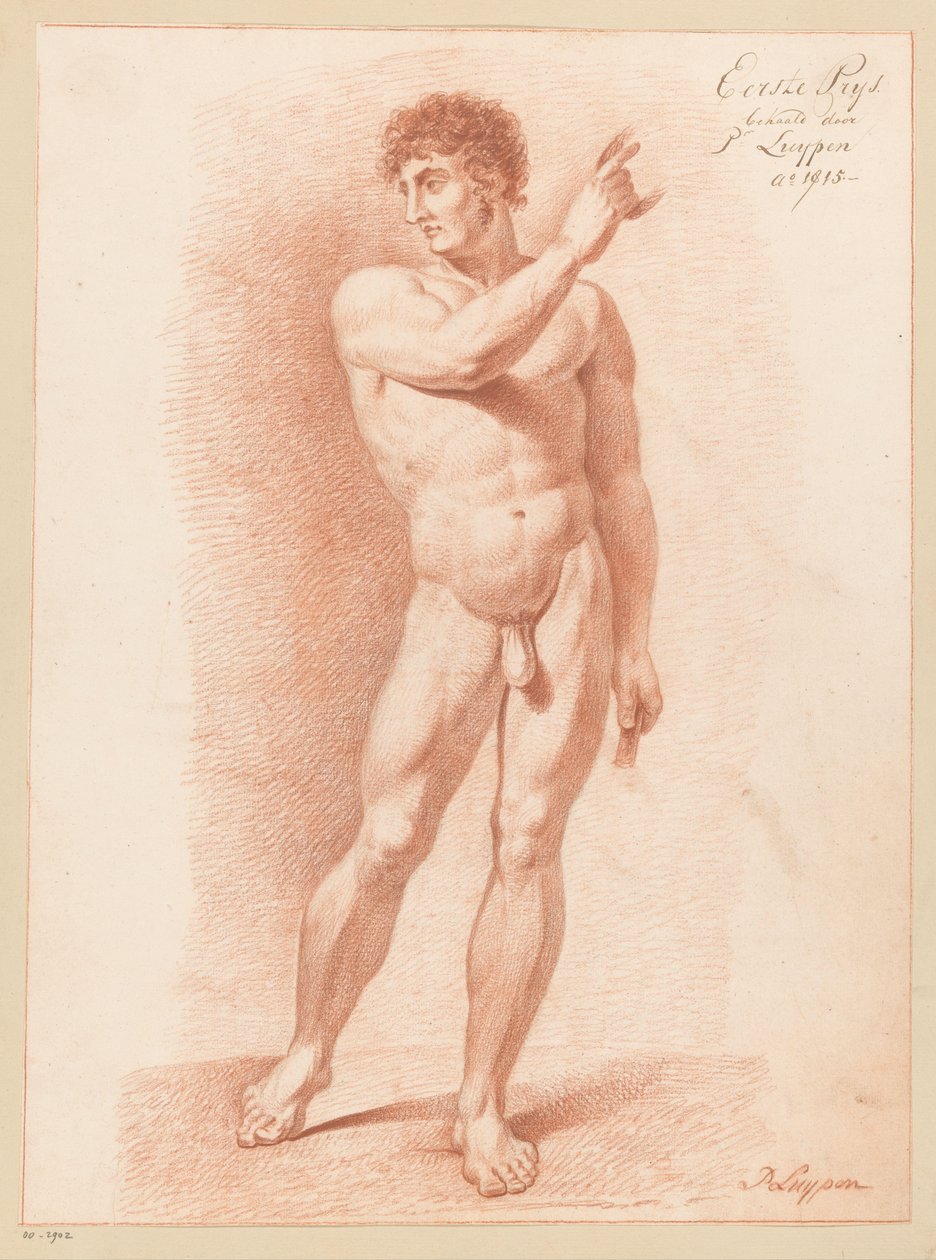 站立的男性裸体，从正面看（1815 年一等奖） 作者 P. Luypen