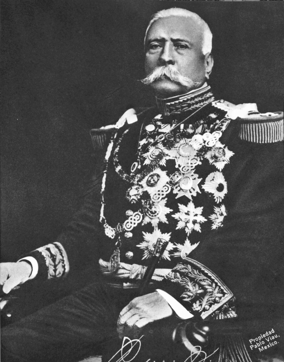 Porfirio Diaz of Mexico，c.1910（bw photo） 作者 巴勃罗·维乌（Pablo Viau）