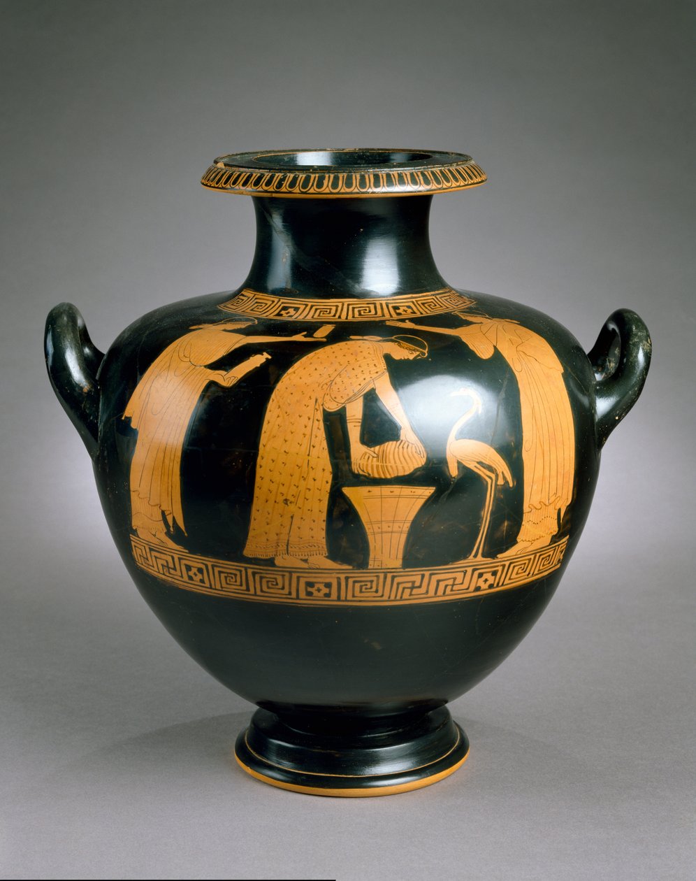 希腊阁楼红图Hydria，公元前470-60（陶瓷） 作者 耶鲁大野町画家耶鲁大野町画家