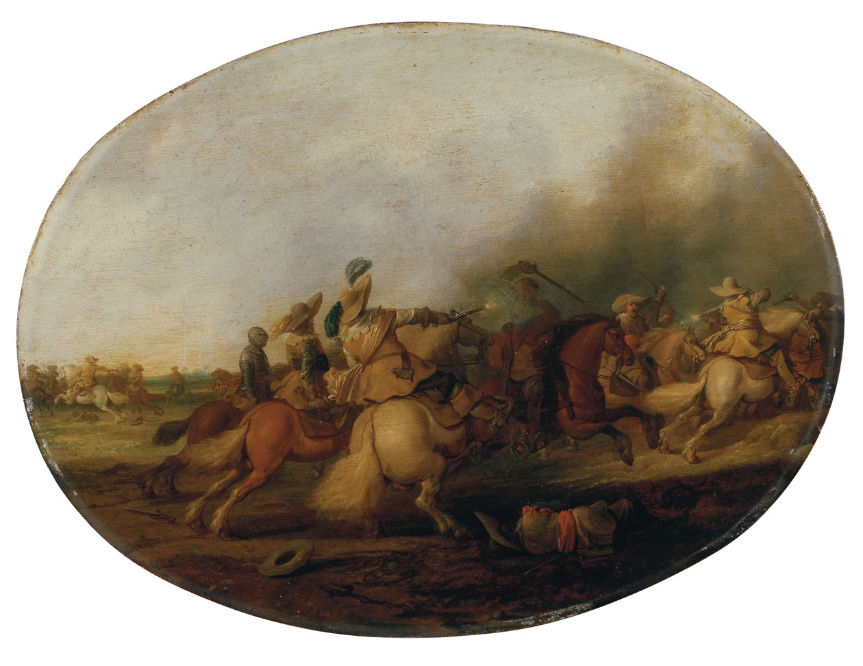 骑兵与阵亡的士兵发生冲突，1637年 作者 Palamedes Palamedesz