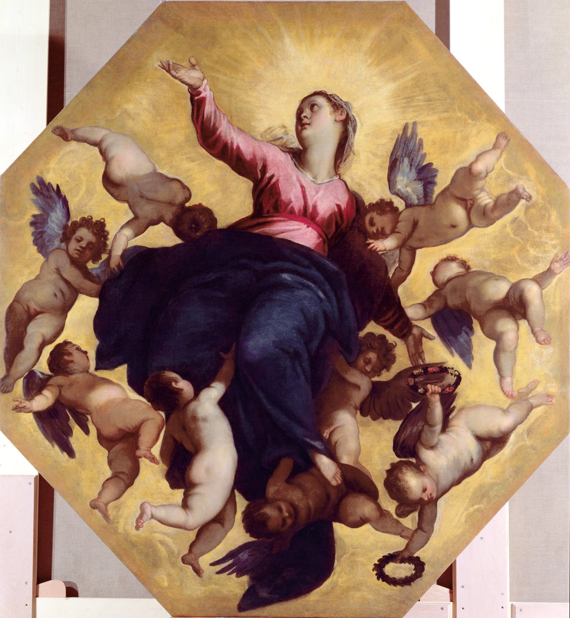 麦当娜由天使携带（天花板壁画） 作者 帕尔玛（Palma Il Giovane）