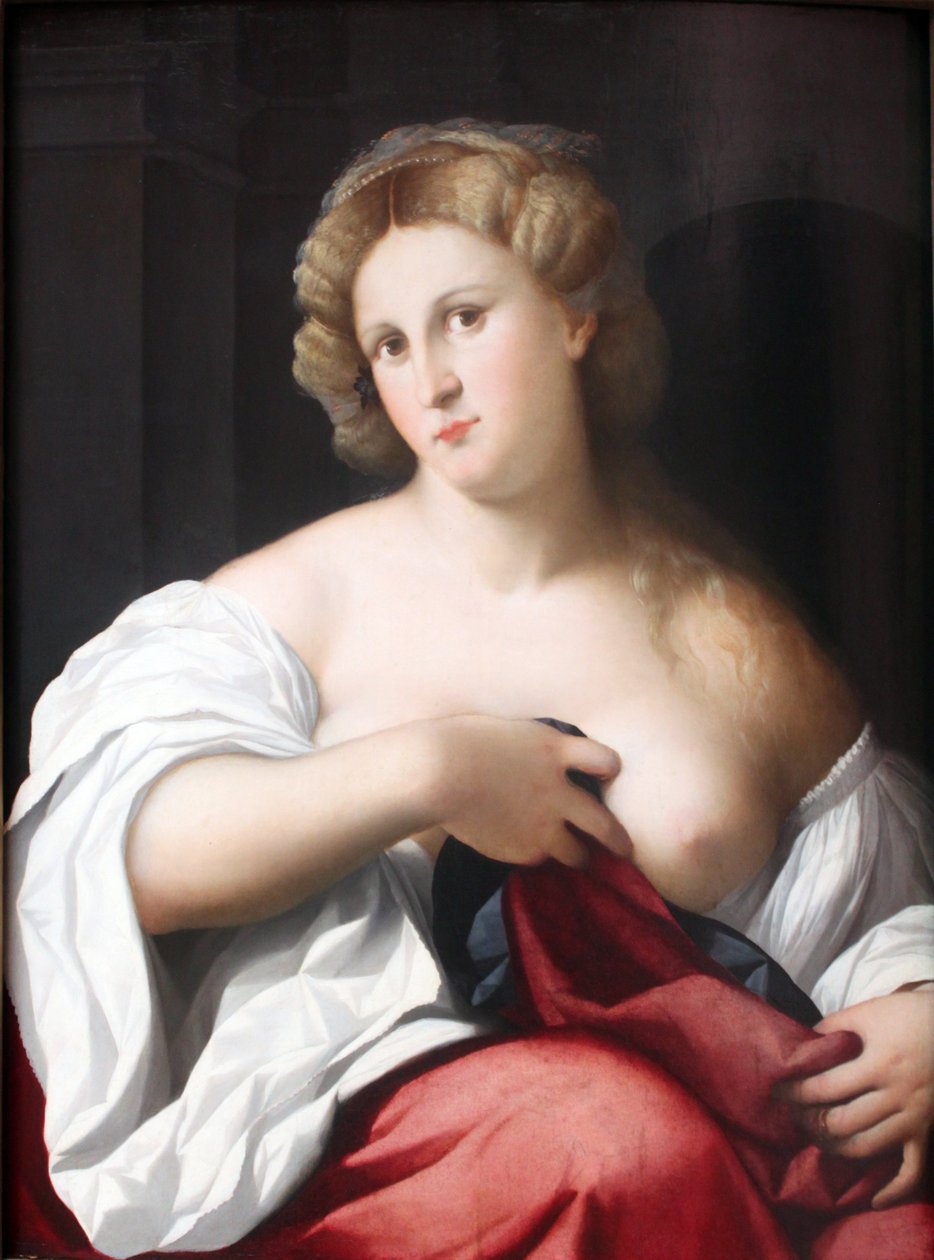 一个少妇的画象有光秃的乳房的 作者 帕尔玛·维琪奥（Palma il Vecchio）