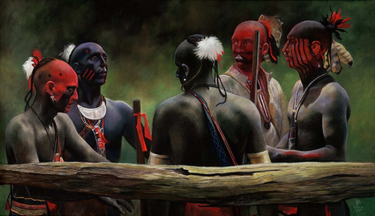 靠着栅栏》，2004 年（粉彩画） 作者 帕梅拉·帕特里克·怀特