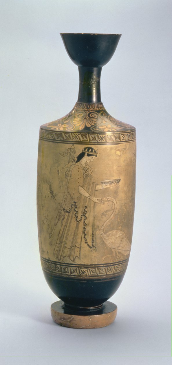 阁楼白色Lekythos与Artemis和天鹅，公元前490年（陶瓷） 作者 潘画家