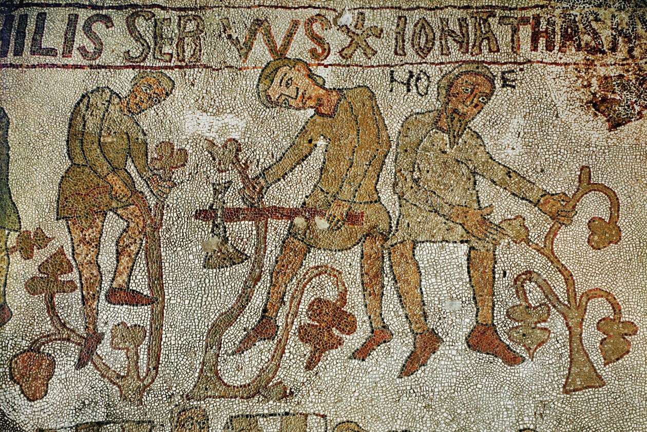 诺亚的儿子们在种植葡萄树马赛克（镶嵌画） 作者 