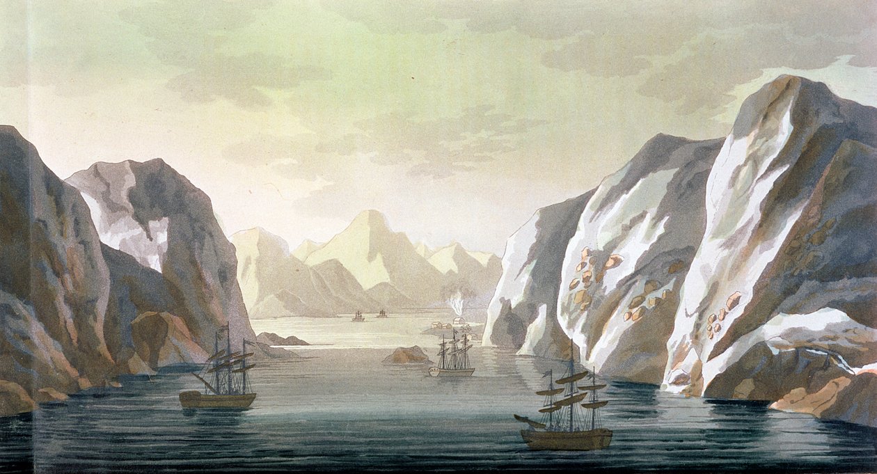 寻求西北航道 -  1818年的英国航程，Spitzbergen，来自&39;Le Costume Ancien et Moderne&39;，第一卷，第28卷，由Jules Ferrario出版，出版于1820年代至30年代 作者 保罗·富马加利