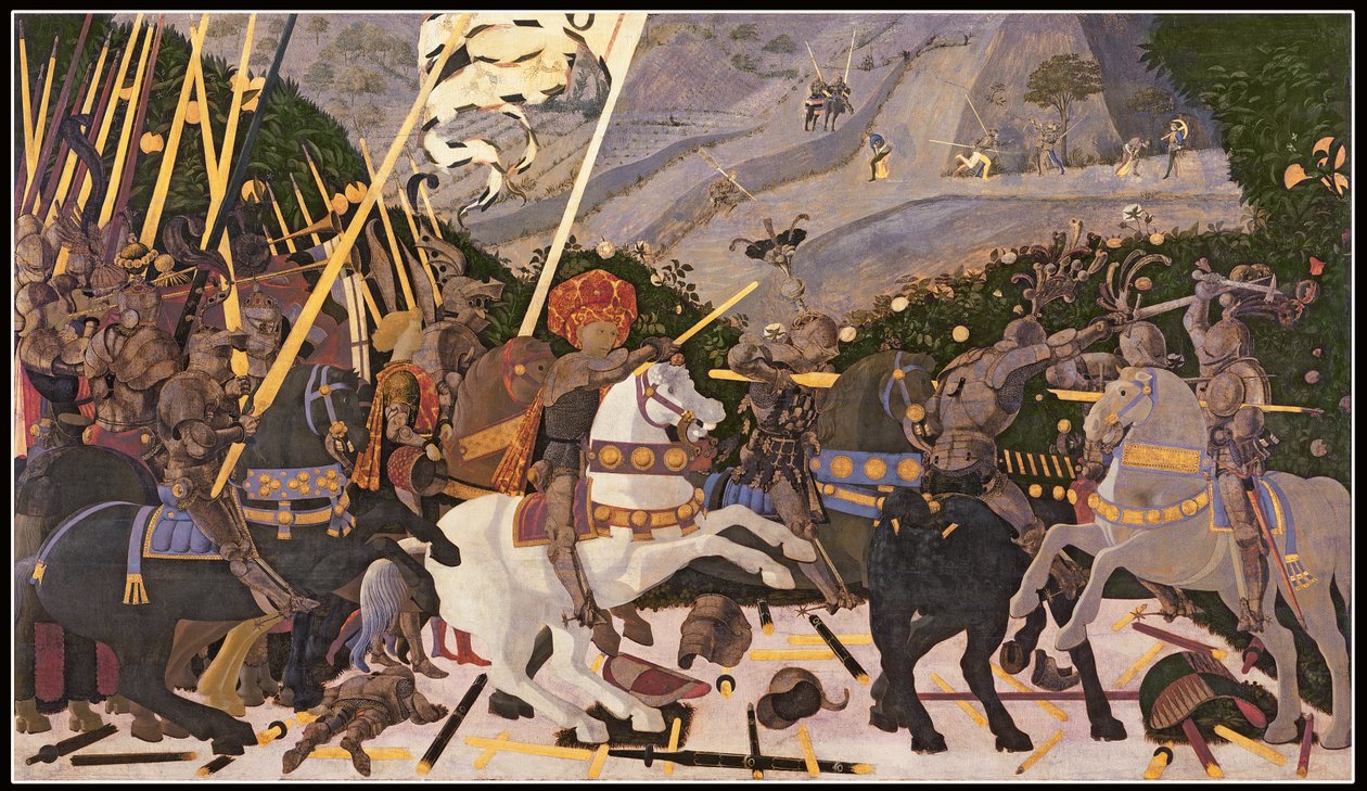 圣罗马诺战役，c.1438-40（杨树上的蛋彩画） 作者 保罗·乌切洛