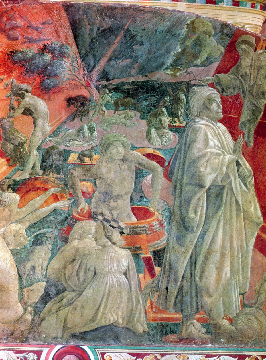 伟大的洪水和水的撤退（桶和诺亚人的细节），1446-8（壁画转移到画布上） 作者 保罗·乌切洛