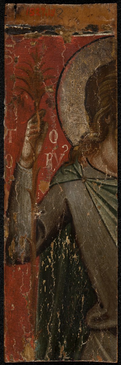 施洗者圣约翰（反面板），1300年代中期（面板上的蛋彩画）（另见5242334-37） 作者 保罗·韦尼齐亚诺