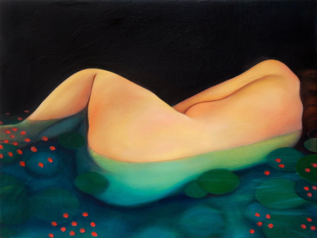夜泳，2019（木板油画） 作者 