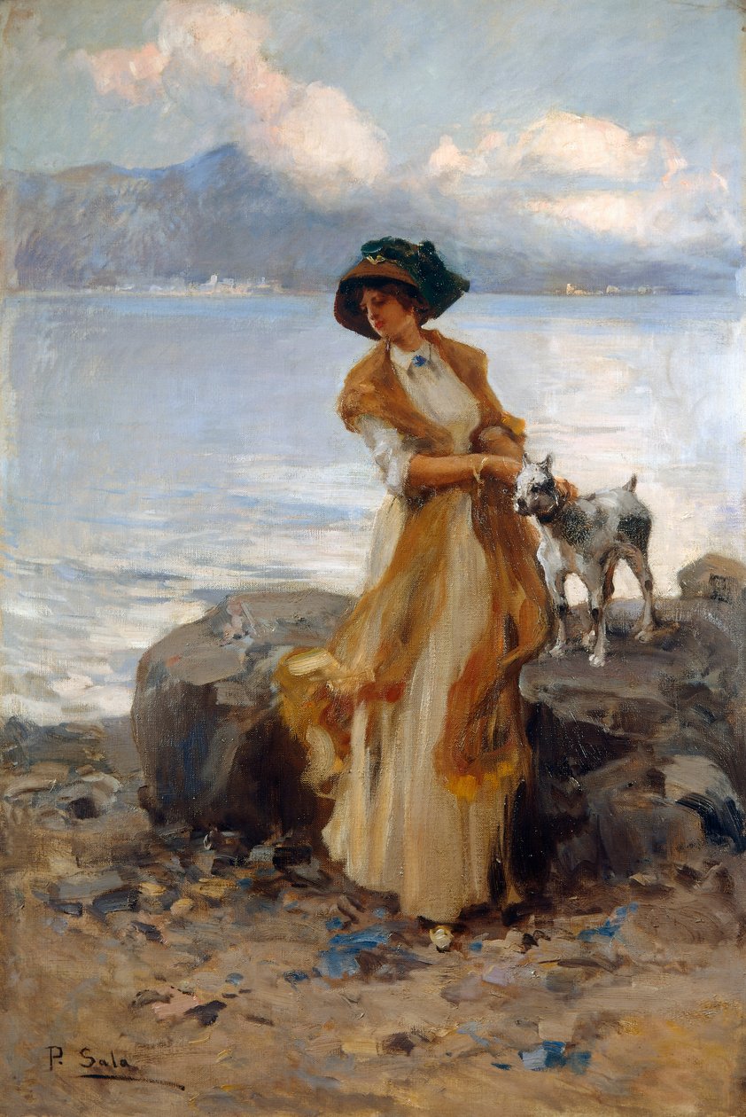 梅尔戈佐湖上的和谐，保罗·萨拉（Paolo Sala，1859-1924），布面油画 作者 保罗·萨拉