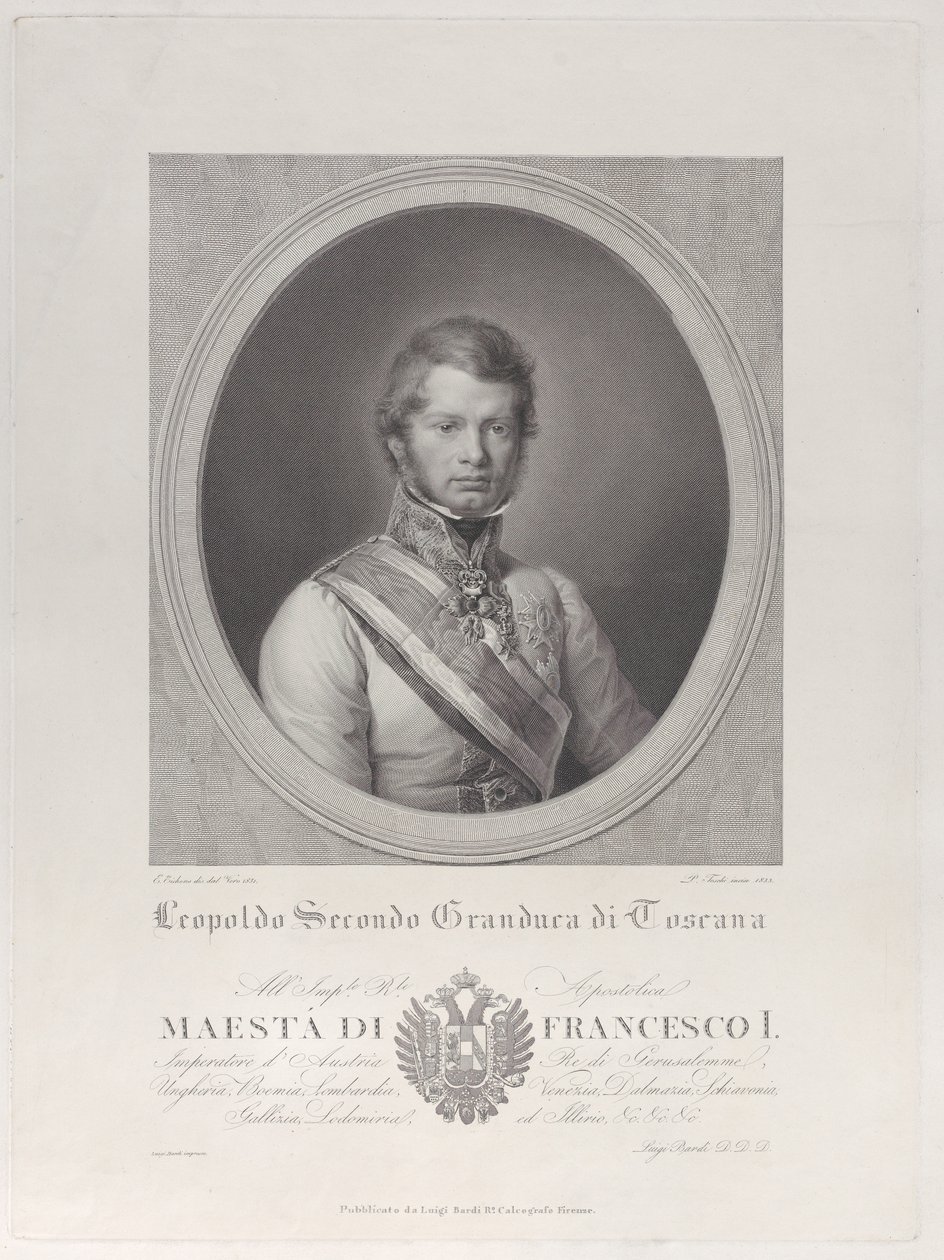托斯卡纳大公莱奥波德二世的椭圆形画像，1833年，1833年。 作者 保罗·托斯基