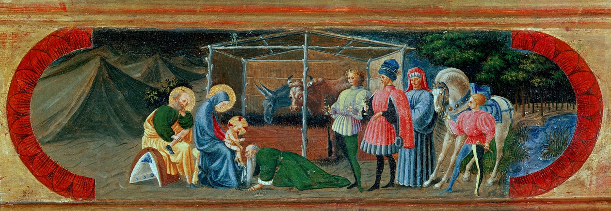 法师的崇拜。 Paolo di Dono di Paolo Uccello (1397-1475) 的绘画 作者 保罗·乌切洛
