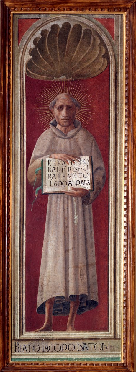 意大利诗人和宗教家Jacopo de Benedetti dit Jacopone da Todi（约1233-1306）壁画 Paolo Uccello（Paolo di Dono）（1397-1475） 1435-1440 Dim 181x59 cm 普拉托，大教堂歌剧博物馆 作者 保罗·乌切洛