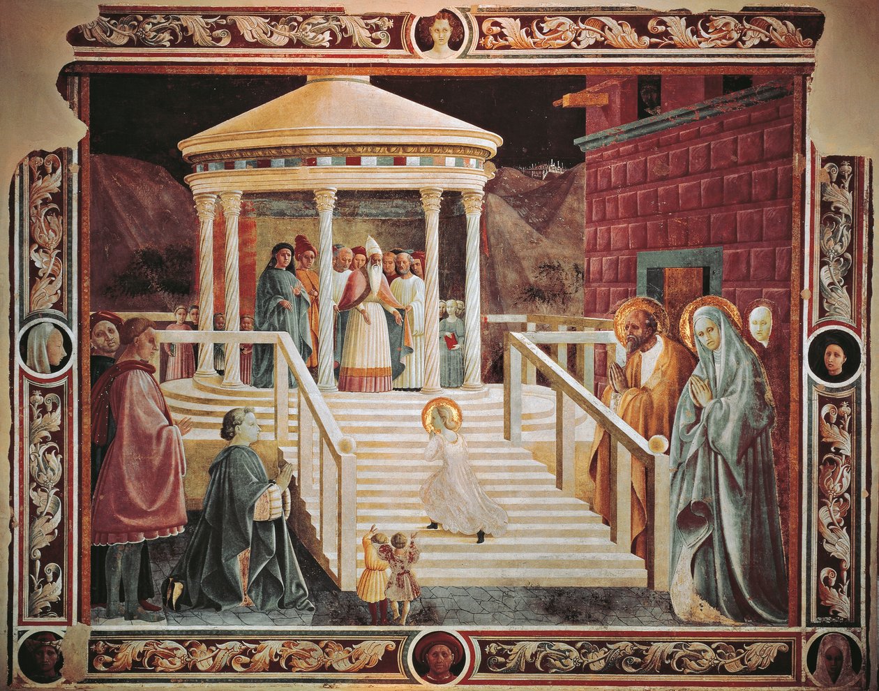 保罗·乌切洛（Paolo Uccello，1397-1475 年）在普拉托大教堂介绍玛丽在寺庙中的表现 作者 保罗·乌切洛