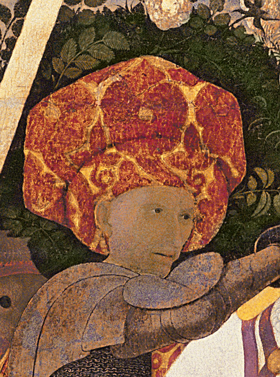圣罗马诺之战，Niccolo da Tolentino的头部细节，1435佛罗伦萨雇佣兵领袖，c.1450-60温度计，30690面板细节 作者 保罗·乌切洛