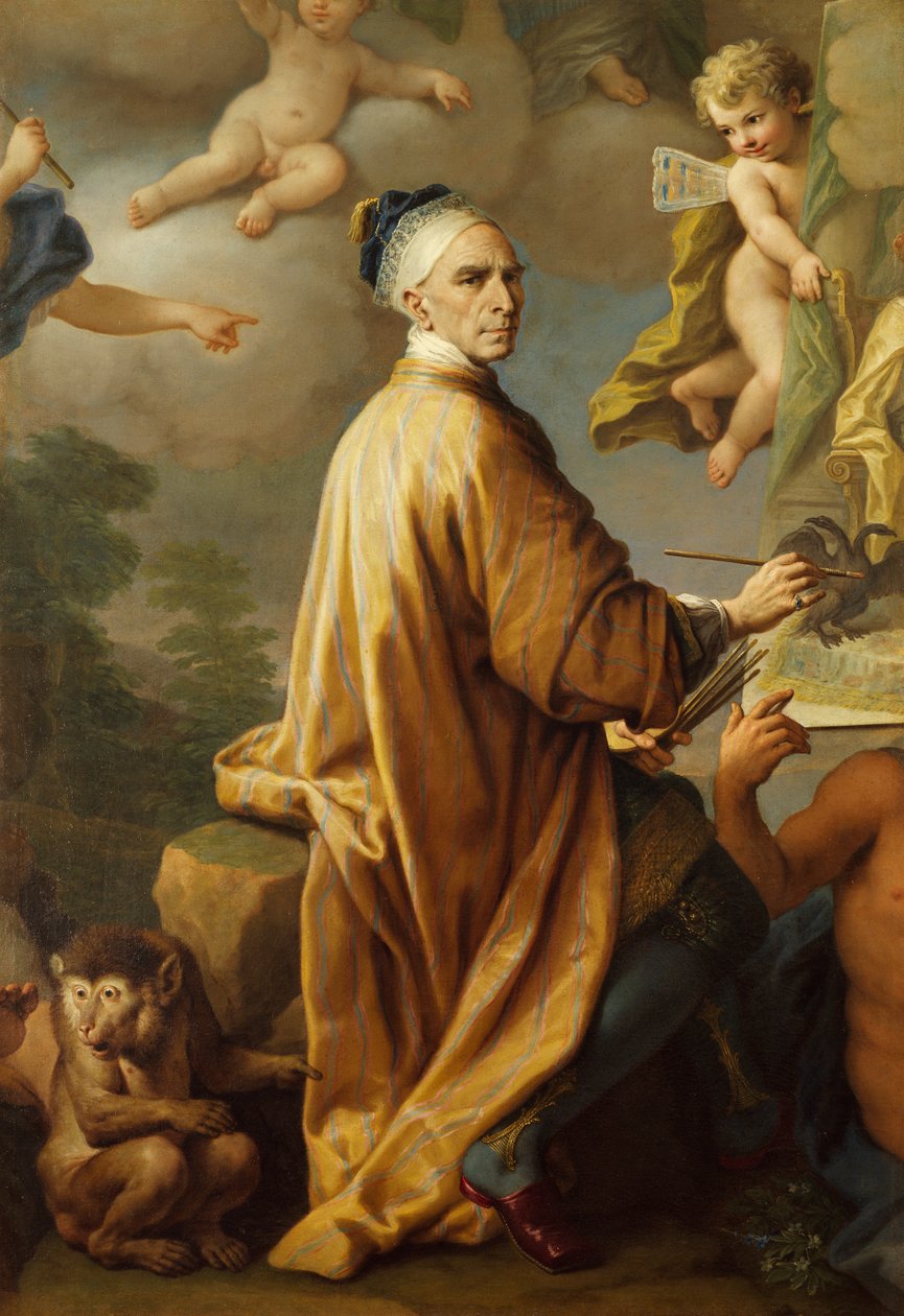 保罗·德·马泰斯（Paolo de Matteis，1662-1728 年）在画拉施塔特和平时的自画像，布面油画 作者 保罗·迪·马蒂斯