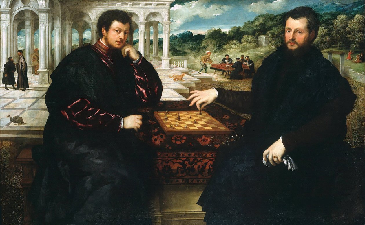两个下棋的人，约1545年。 作者 巴黎·博尔多内