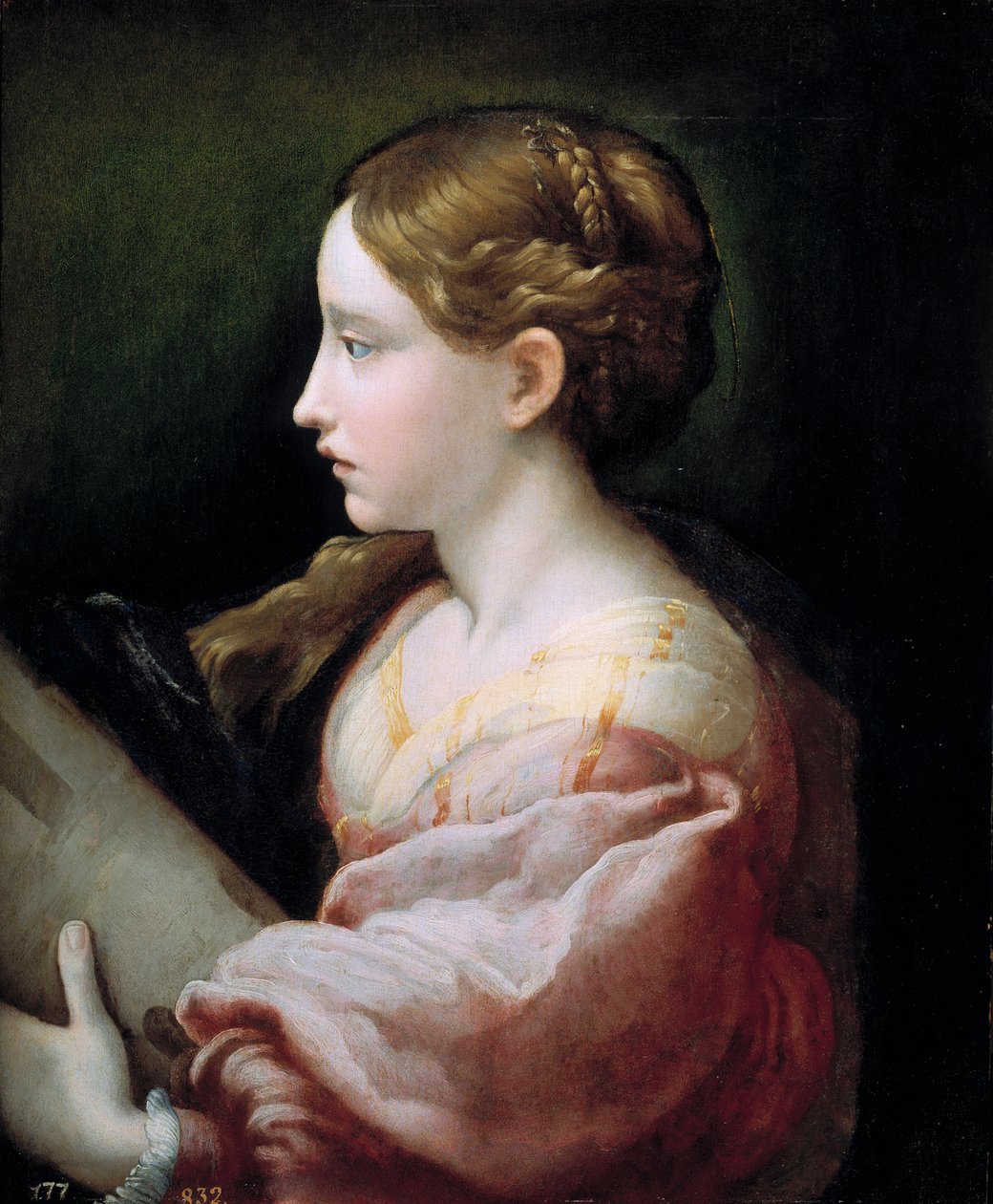 "Sainte Barbe" Peinture de Francesco Mazzola Il Parmigianino dit Le Parmesan (1503-1540) vers 1522 马德里普拉多博物馆 作者 帕玛强尼诺