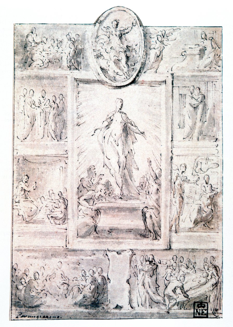 构图草图，c1513-1540 作者 帕玛强尼诺