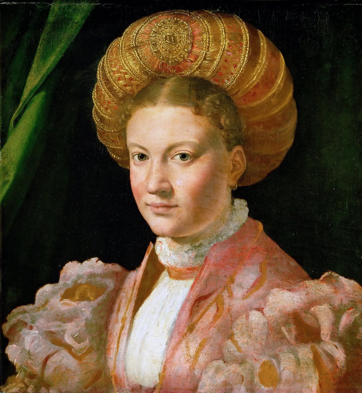 一位年轻女子的画像，约1530年 作者 帕玛强尼诺