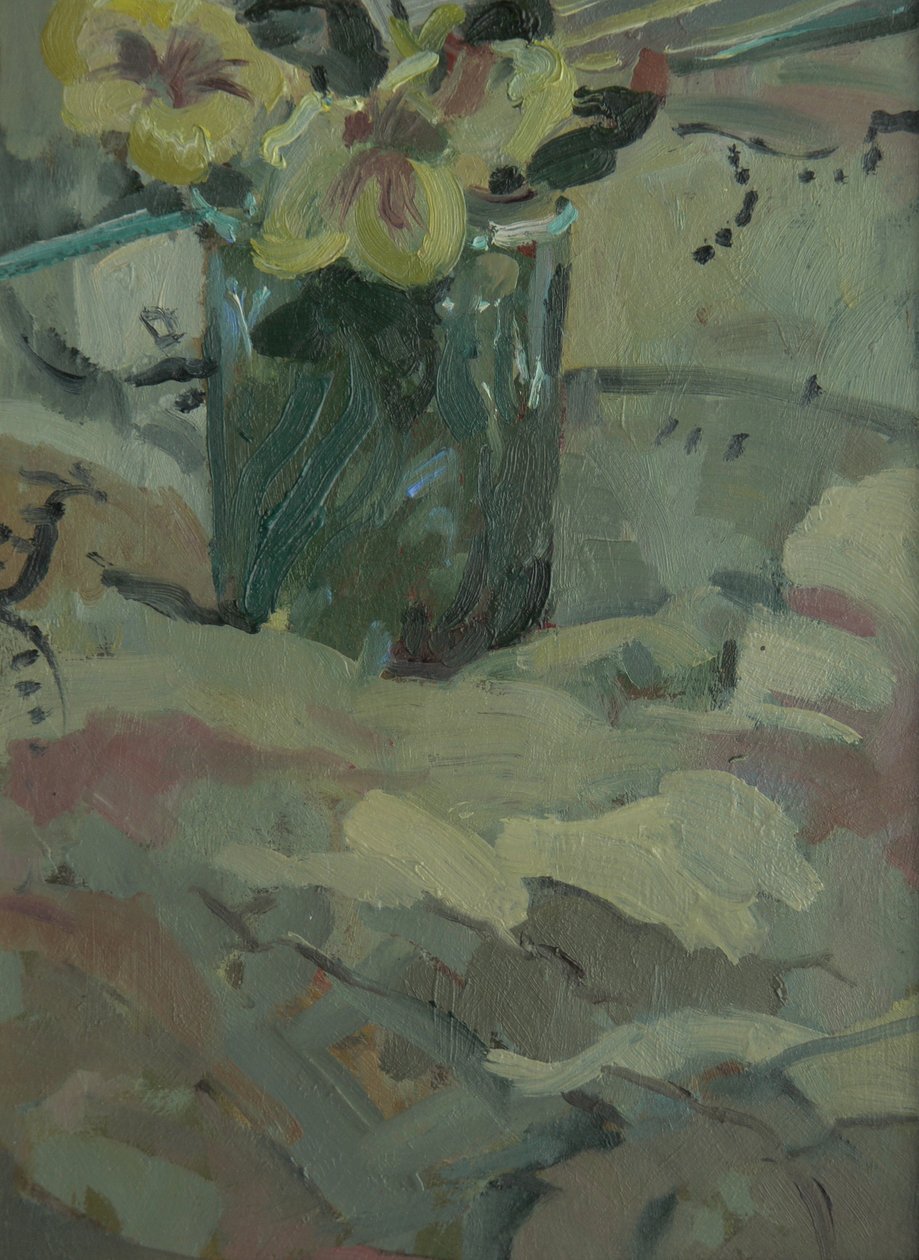 在绿色罐的黄色花，2009年 作者 帕特·麦克劳林