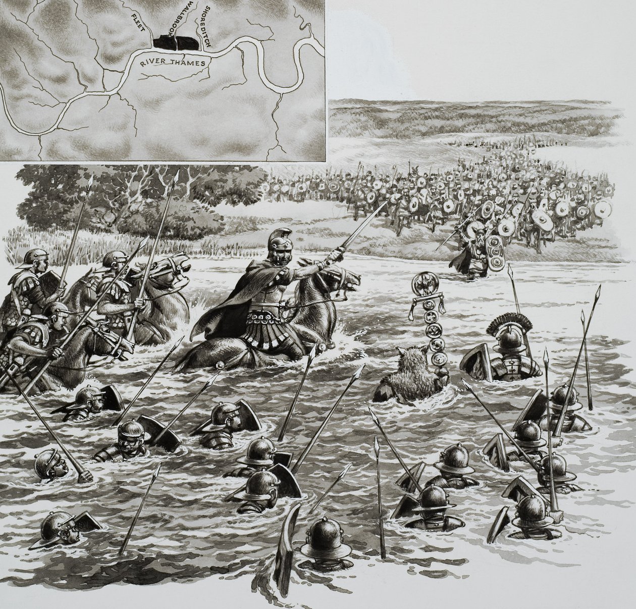 伦敦：罗马人建造的首都（纸面水粉画） 作者 帕特（1907-95）尼科尔